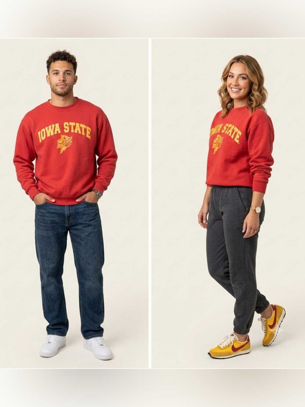 Iowa State cyclones, crewneck sweatshirt, size medium, MV sport, red and yellow